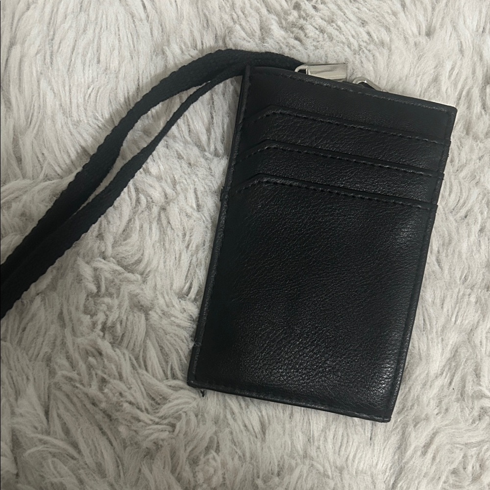 Black Leather Card holder lanyard